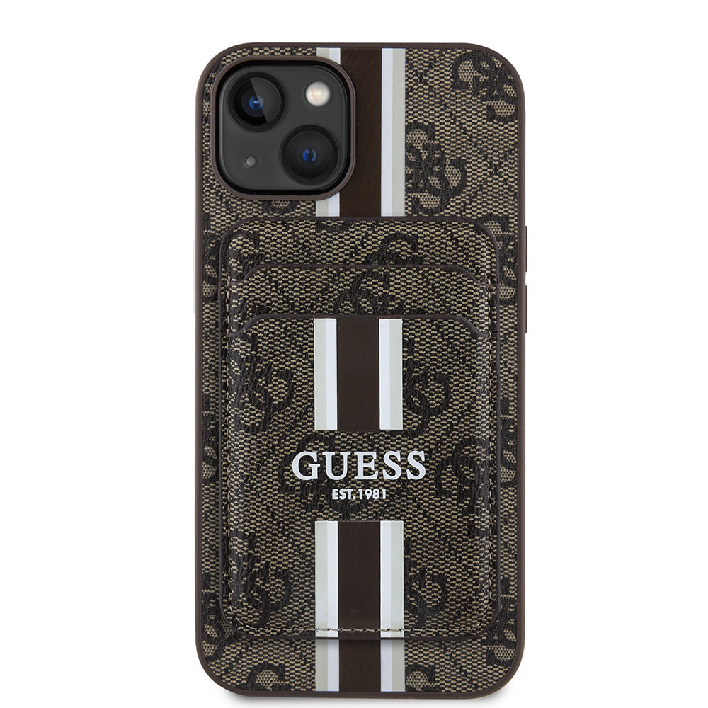 Apple iPhone 15 Kılıf Guess Orjinal Lisanslı M-safe Şarj Özellikli 4G Desenli Çizgili Kartlıklı Kapak - Görsel 2