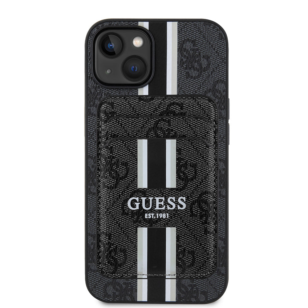 Apple iPhone 15 Kılıf Guess Orjinal Lisanslı M-safe Şarj Özellikli 4G Desenli Çizgili Kartlıklı Kapak - Görsel 3