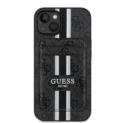Apple iPhone 15 Kılıf Guess Orjinal Lisanslı M-safe Şarj Özellikli 4G Desenli Çizgili Kartlıklı Kapak - Görsel 3