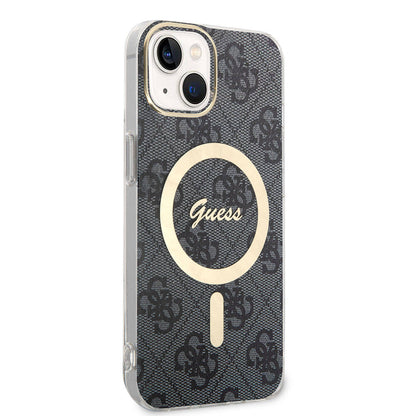 Apple iPhone 15 Kılıf Guess Orjinal Lisanslı M-safe Şarj Özellikli Yazı Logolu 4G Desenli Kapak - Görsel 2