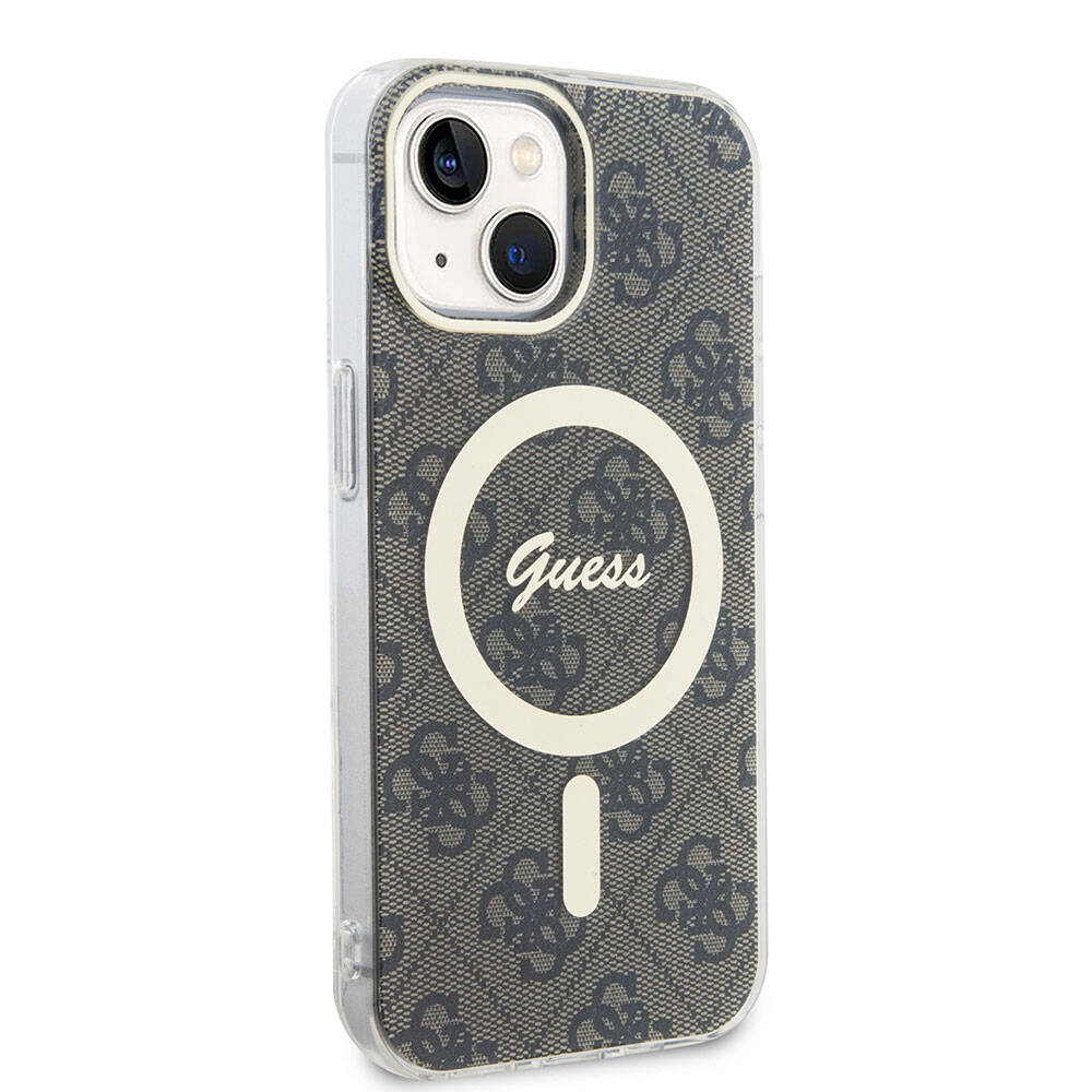Apple iPhone 15 Kılıf Guess Orjinal Lisanslı M-safe Şarj Özellikli Yazı Logolu 4G Desenli Kapak - Görsel 3