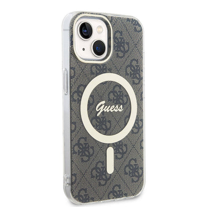 Apple iPhone 15 Kılıf Guess Orjinal Lisanslı M-safe Şarj Özellikli Yazı Logolu 4G Desenli Kapak - Görsel 3