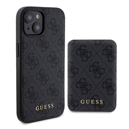 Apple iPhone 15 Kılıf Guess Orjinal Lisanslı M-safe Şarj Özellikli Yazı Logolu 4G Desenli Kapak + Powerbank 5000mAh 2in1 Set - Görsel 3