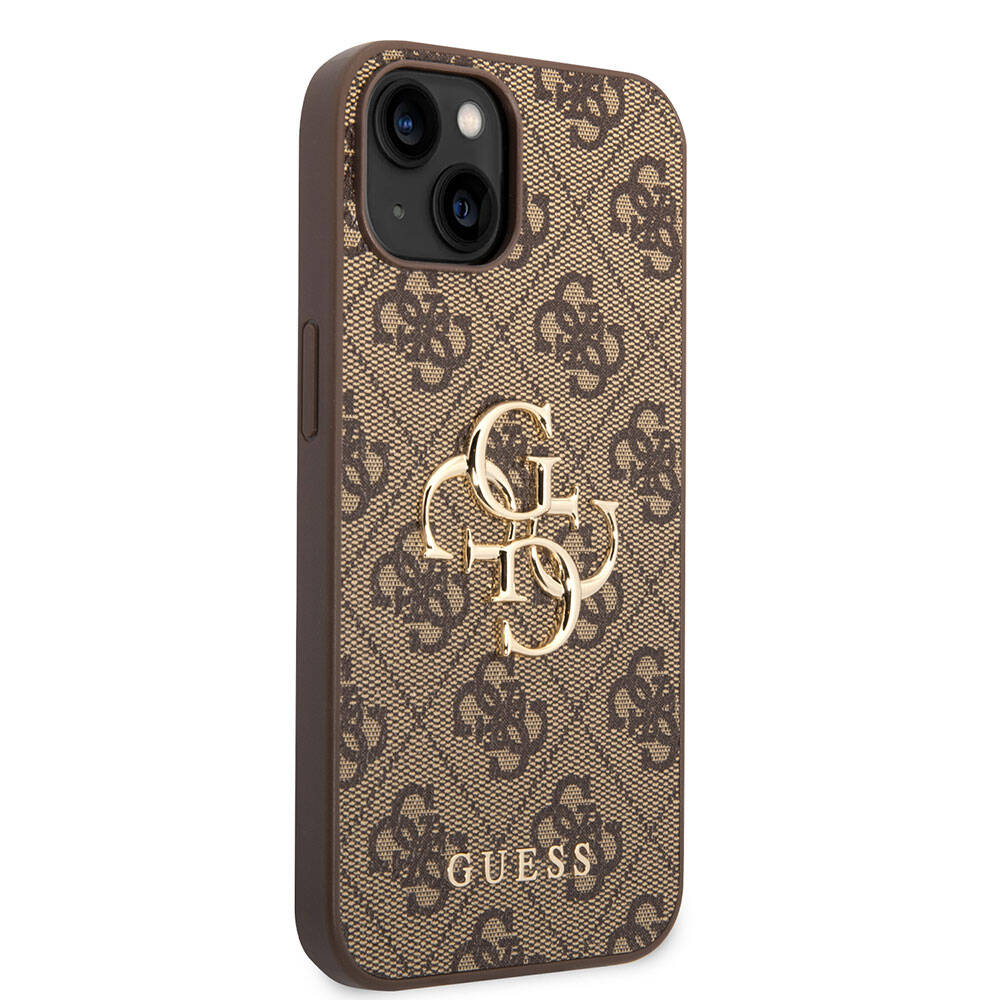 Apple iPhone 15 Kılıf Guess Orjinal Lisanslı PU Deri Yazı ve 4G Metal Logolu Desenli Kapak - Görsel 2