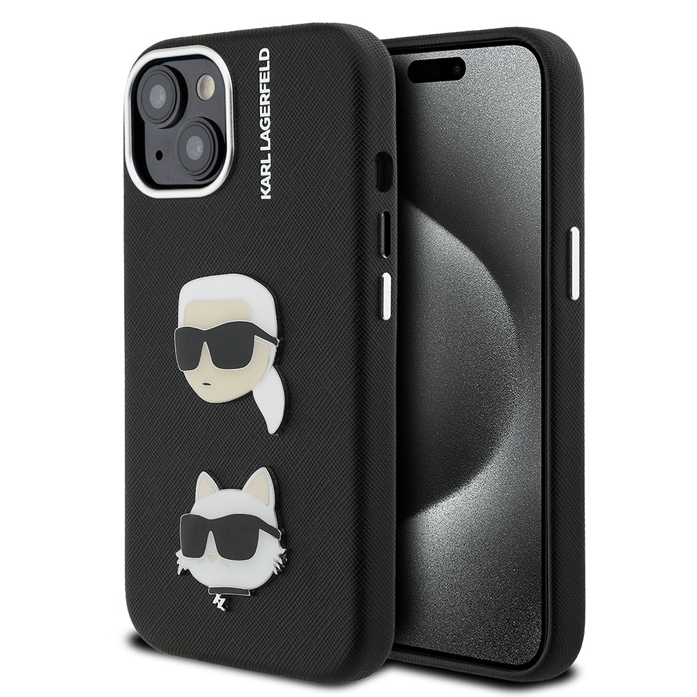Apple iPhone 15 Kılıf Karl Lagerfeld Orjinal Lisanslı K&C Heads Pin Kapak - Görsel 2