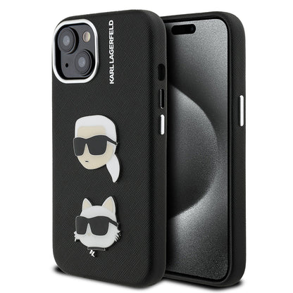 Apple iPhone 15 Kılıf Karl Lagerfeld Orjinal Lisanslı K&C Heads Pin Kapak - Görsel 2