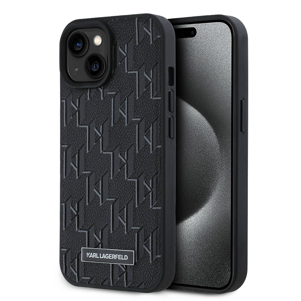 Apple iPhone 15 Kılıf Karl Lagerfeld Orjinal Lisanslı M-safe Şarj Özellikli KL Yazılı Hot Stamp Kapak - Görsel 2