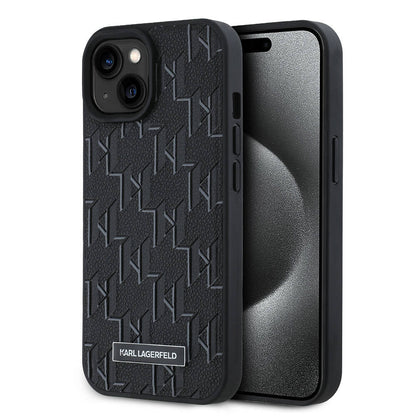 Apple iPhone 15 Kılıf Karl Lagerfeld Orjinal Lisanslı M-safe Şarj Özellikli KL Yazılı Hot Stamp Kapak - Görsel 2