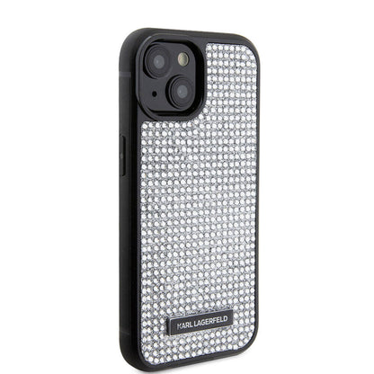 Apple iPhone 15 Kılıf Karl Lagerfeld Taşlı Metal Logo Orjinal Lisanslı Kapak - Görsel 2