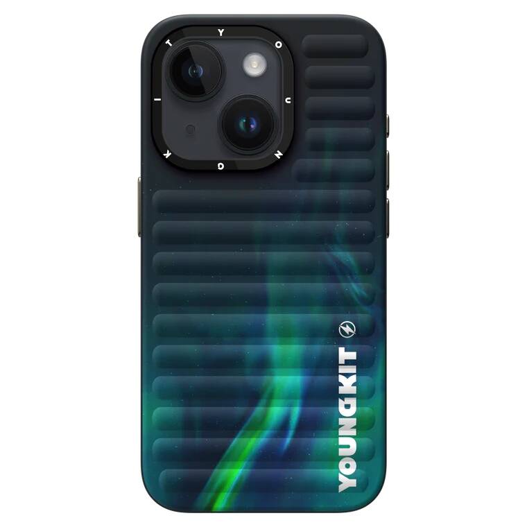 Apple iPhone 15 Kılıf Kuzey Işıkları Desenli Youngkit Aurora Serisi Kapak - Görsel 2