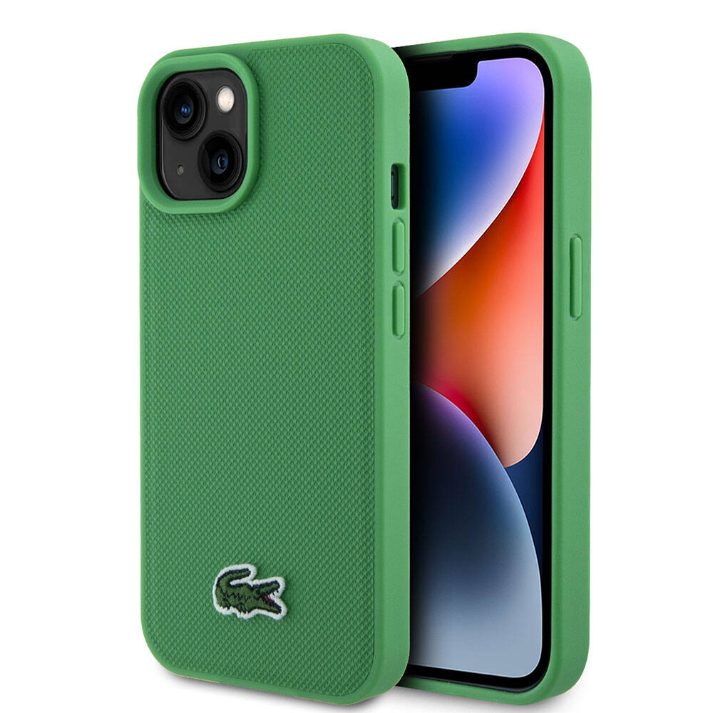 Apple iPhone 15 Kılıf Lacoste Orjinal Lisanslı PU Pike Desenli Arka Yüzey İkonik Timsah Dokuma Logolu Kapak - Görsel 2