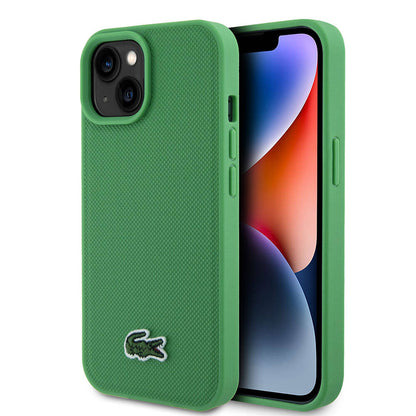 Apple iPhone 15 Kılıf Lacoste Orjinal Lisanslı PU Pike Desenli Arka Yüzey İkonik Timsah Dokuma Logolu Kapak - Görsel 2
