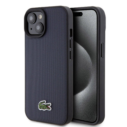 Apple iPhone 15 Kılıf Lacoste Orjinal Lisanslı PU Pike Desenli Arka Yüzey İkonik Timsah Dokuma Logolu Kapak - Görsel 4