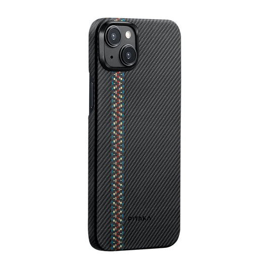 Apple iPhone 15 Kılıf M-safe Şarj Özellikli 600D Aramid Fiber Pitaka Tactile Woven Orchestra Serisi Rhapsody Kapak