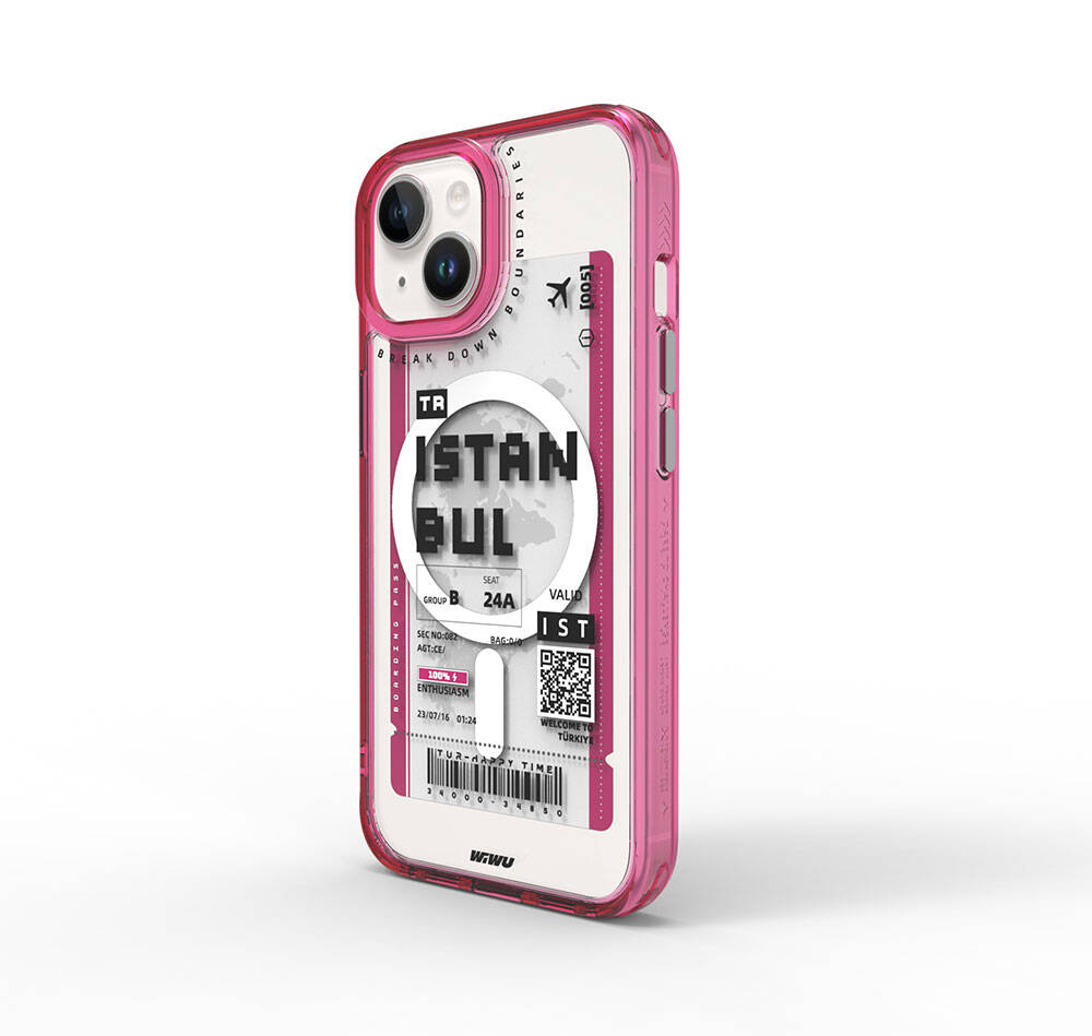 Apple iPhone 15 Kılıf M-safe Şarj Özellikli Bilet Desenli Wiwu Turkey B Serisi Kapak - Görsel 3