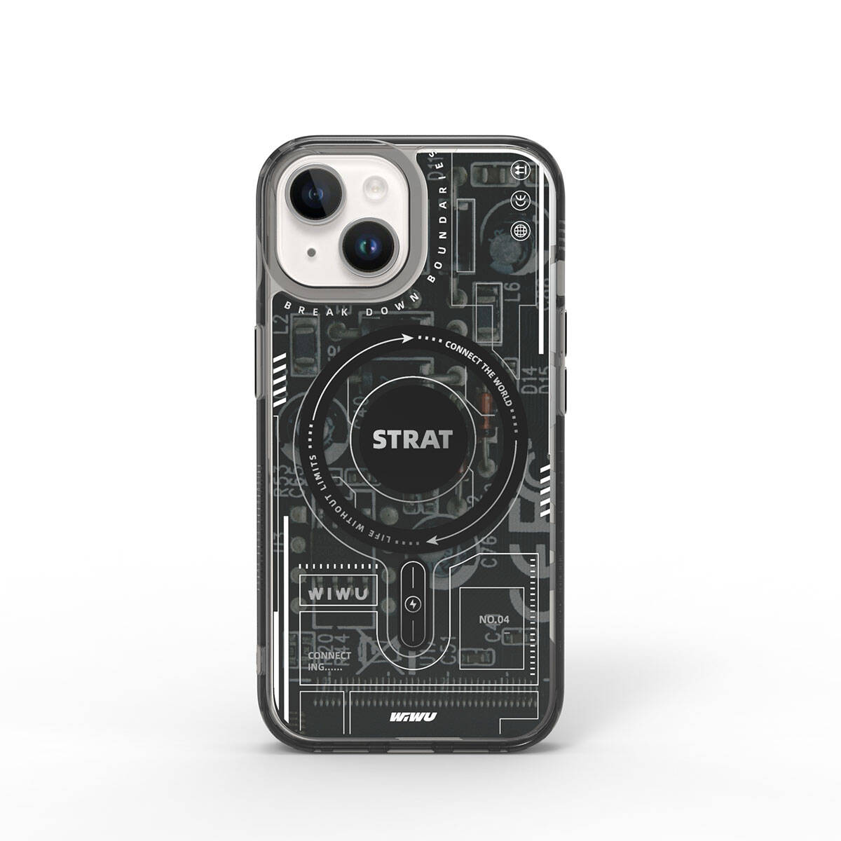 Apple iPhone 15 Kılıf M-safe Şarj Özellikli Desenli Wiwu Mecha Circuit H Serisi Kapak - Görsel 2
