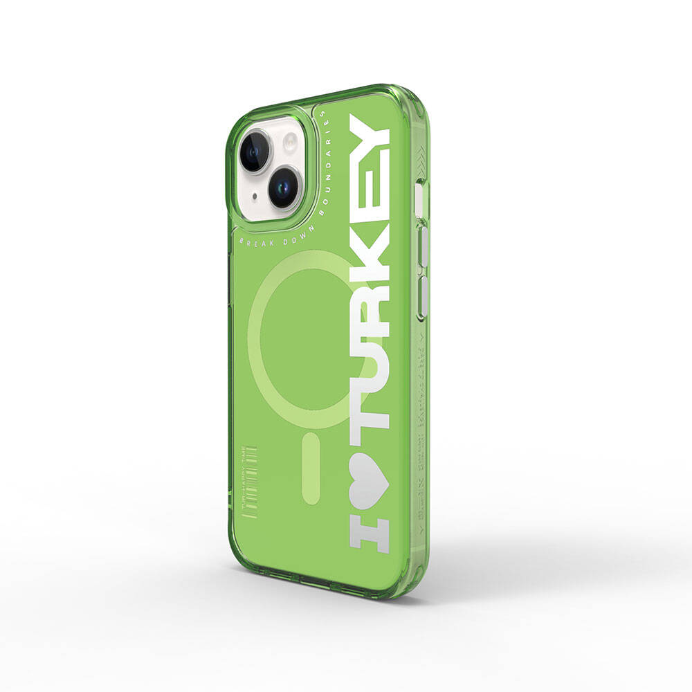 Apple iPhone 15 Kılıf M-safe Şarj Özellikli I Love Turkey Yazı Desenli Wiwu Turkey E Serisi Kapak - Görsel 2