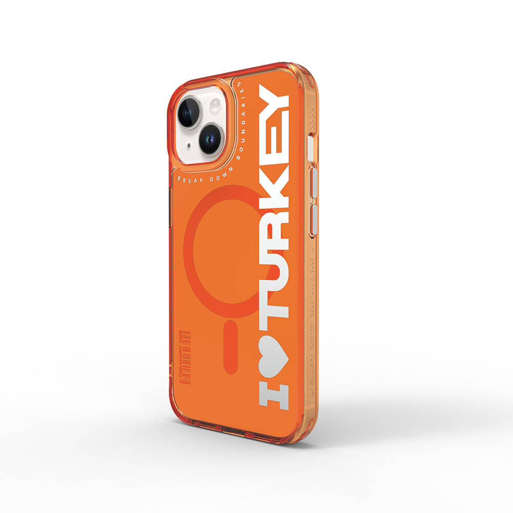 Apple iPhone 15 Kılıf M-safe Şarj Özellikli I Love Turkey Yazı Desenli Wiwu Turkey E Serisi Kapak - Görsel 4