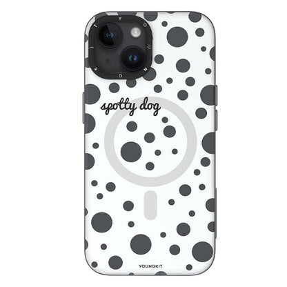 Apple iPhone 15 Kılıf M-safe Şarj Özellikli Polka Dot Desenli Youngkit Spots Serisi Kapak - Görsel 4