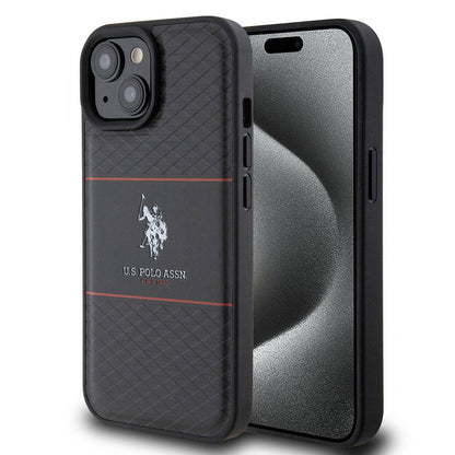 Apple iPhone 15 Kılıf U.S. Polo Assn. Orjinal Lisanslı Deri Şeritli Logo Dizayn Kapak - Görsel 2