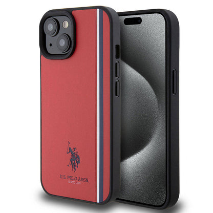 Apple iPhone 15 Kılıf U.S. Polo Assn. Orjinal Lisanslı Üç Renk Şerit Tasarımlı Baskı Logolu Kapak - Görsel 4