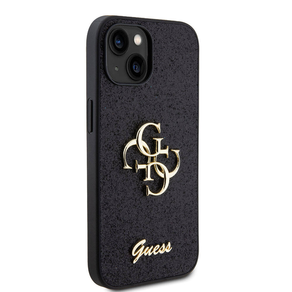 Apple iPhone 15 Plus Kılıf Guess Orjinal Lisanslı 4G Büyük Metal Logolu Glitter Kapak - Görsel 2