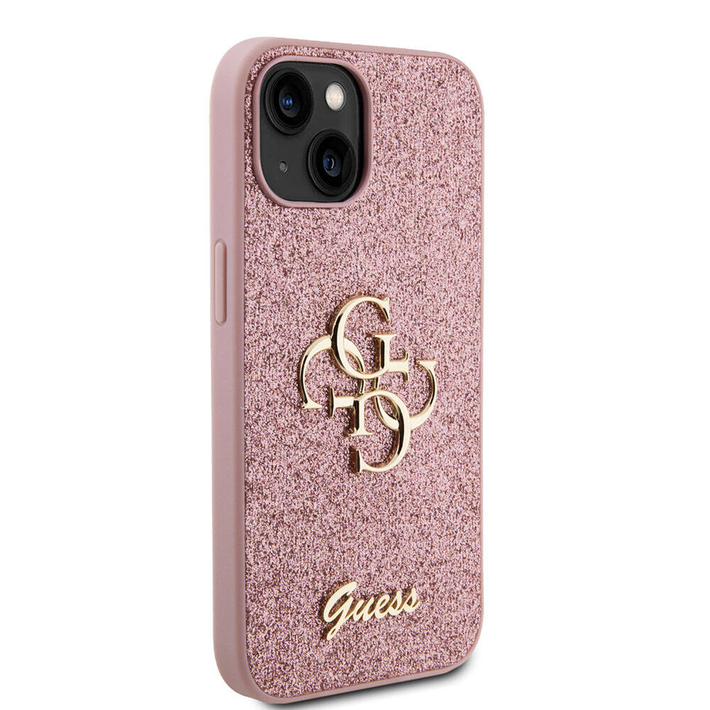 Apple iPhone 15 Plus Kılıf Guess Orjinal Lisanslı 4G Büyük Metal Logolu Glitter Kapak - Görsel 3