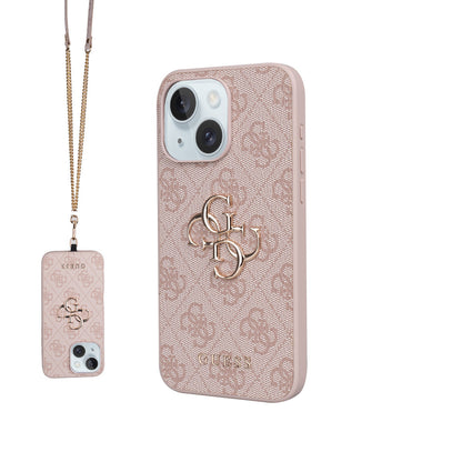 Apple iPhone 15 Plus Kılıf Guess Orjinal Lisanslı PU Deri 4G Büyük Metal Logolu Çapraz Vücut Askılı Kapak - Görsel 3