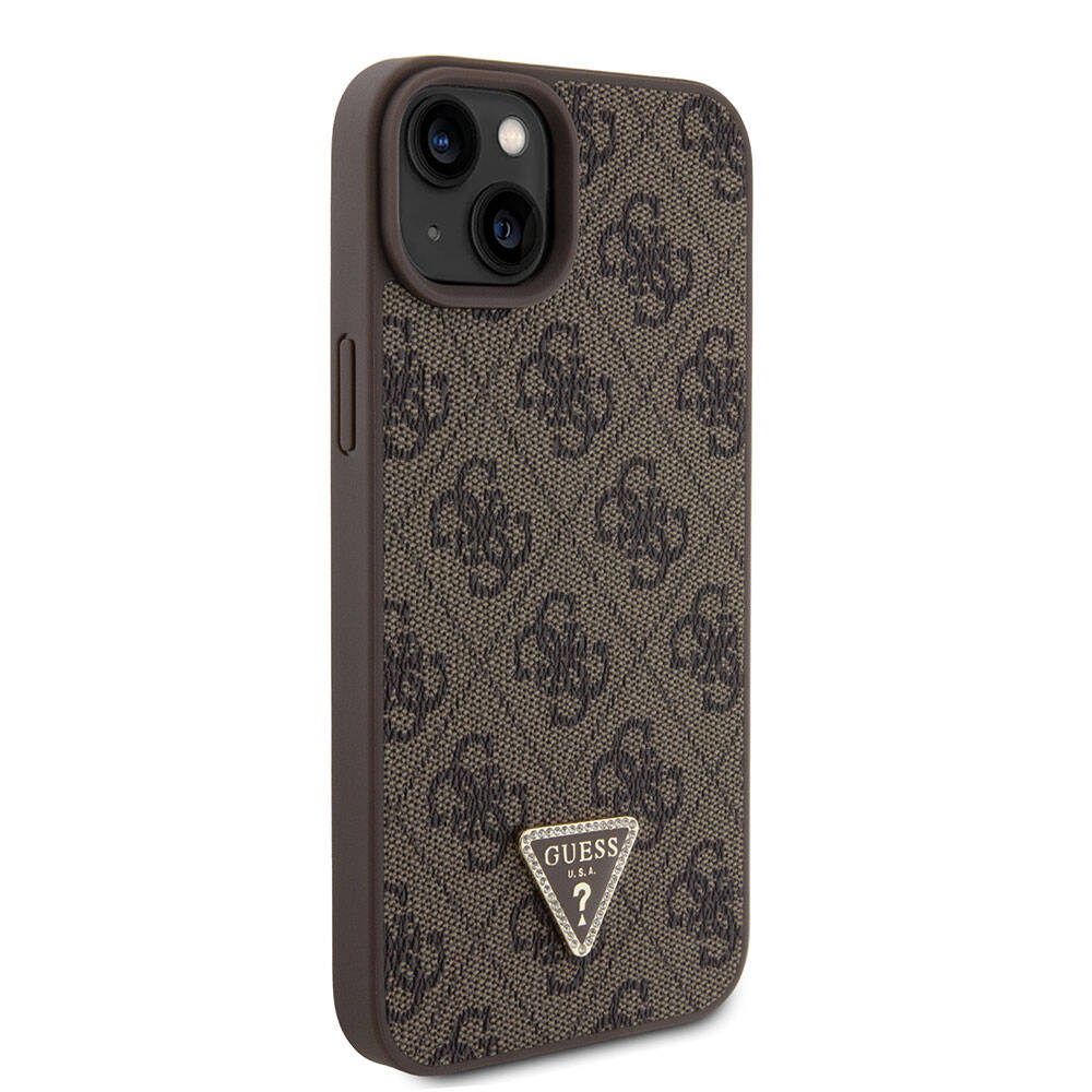 Apple iPhone 15 Plus Kılıf Guess Orjinal Lisanslı PU Deri Askılı Taşlı Üçgen Logo 4G Desenli Strass Crossbody Kapak - Görsel 2
