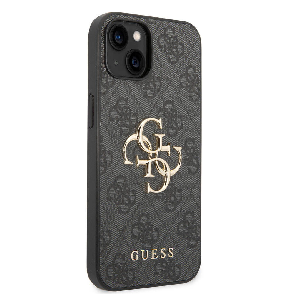 Apple iPhone 15 Plus Kılıf Guess Orjinal Lisanslı PU Deri Yazı ve 4G Metal Logolu Desenli Kapak - Görsel 3