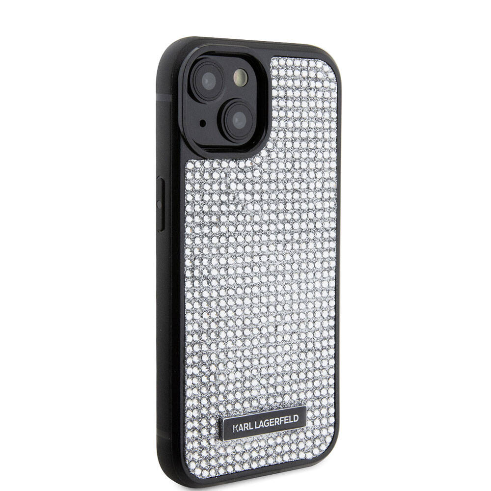 Apple iPhone 15 Plus Kılıf Karl Lagerfeld Taşlı Metal Logo Orjinal Lisanslı Kapak - Görsel 2
