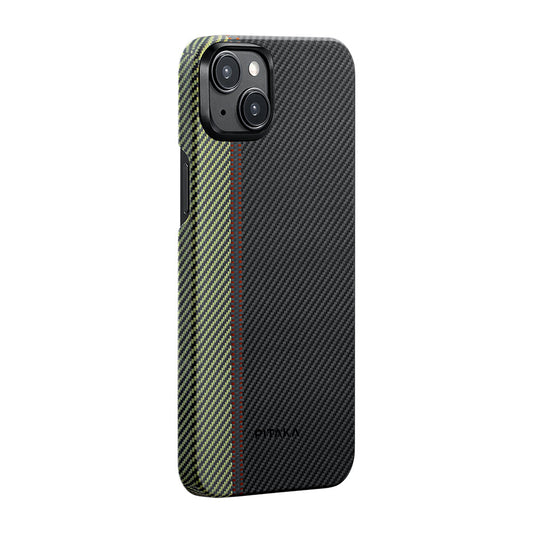 Apple iPhone 15 Plus Kılıf M-safe Şarj Özellikli 600D Aramid Fiber Pitaka Tactile Woven Orchestra Serisi Overture Kapak