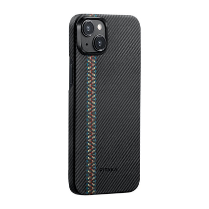 Apple iPhone 15 Plus Kılıf M-safe Şarj Özellikli 600D Aramid Fiber Pitaka Tactile Woven Orchestra Serisi Rhapsody Kapak - Görsel 2
