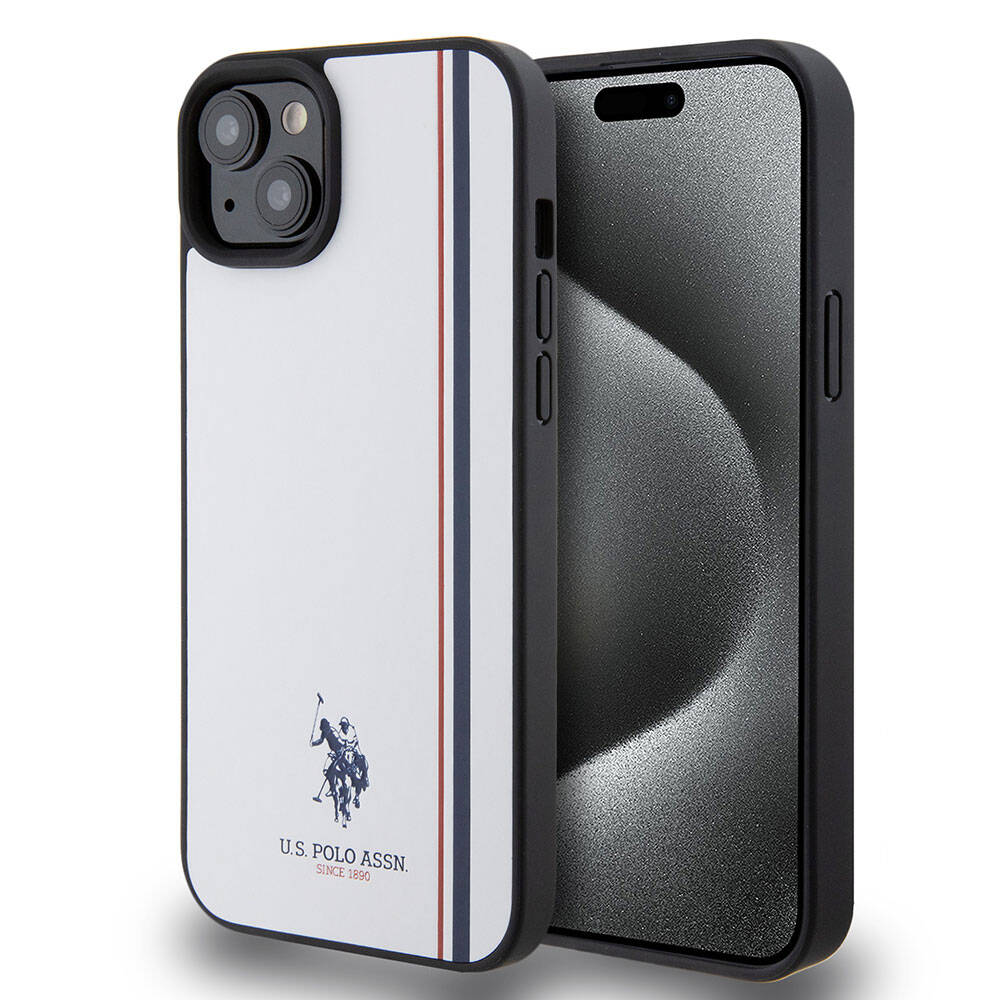 Apple iPhone 15 Plus Kılıf U.S. Polo Assn. Orjinal Lisanslı Üç Renk Şerit Tasarımlı Baskı Logolu Kapak - Görsel 3