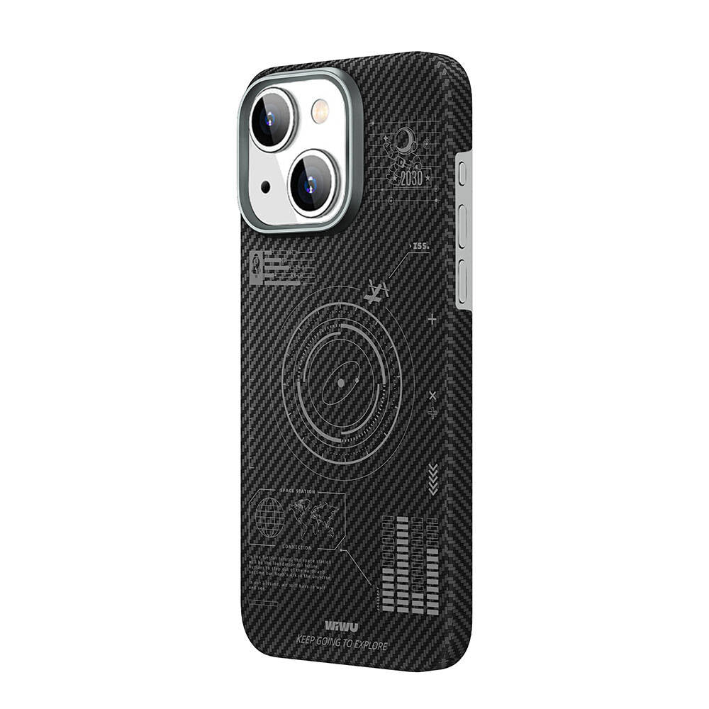 Apple iPhone 15 Plus Kılıf Wiwu KJZ-017 Karbon Fiber 600D Explore Kevlar Kapak - Görsel 2