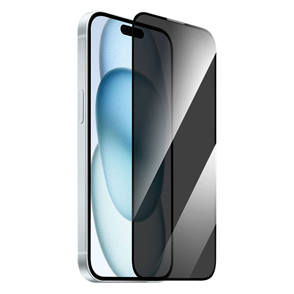 Apple iPhone 15 Plus Wiwu GT-011 Anti-Bakteriyel Özellikli Polimer Oleofobik Kaplama Temperli Privacy Cam Ekran Koruyucu - Görsel 2