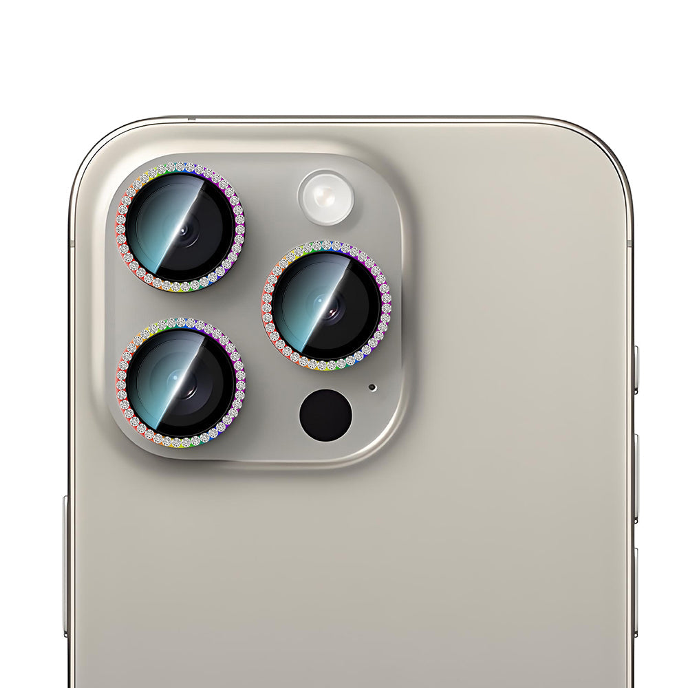Apple iPhone 15 Pro CaseWorld Alloy Sparkling Diamond Serisi Taşlı Lens Koruyucu - Görsel 3