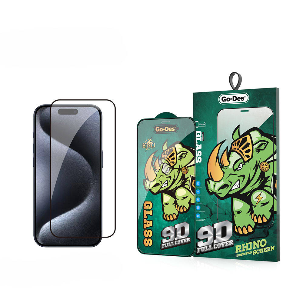 Apple iPhone 15 Pro Go Des 9D Full Cover Temperli Cam Ekran Koruyucu - Görsel 2