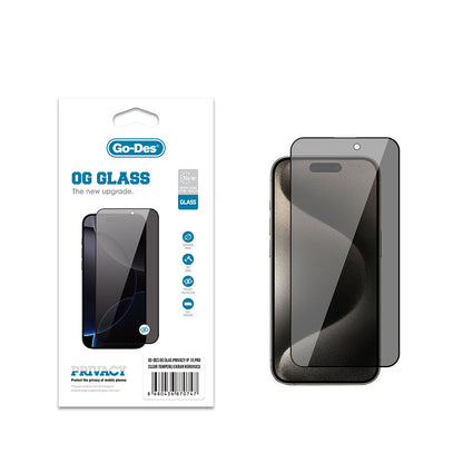Apple iPhone 15 Pro Go Des OG Glass Privacy Antistatik Temperli Cam Ekran Koruyucu - Görsel 2