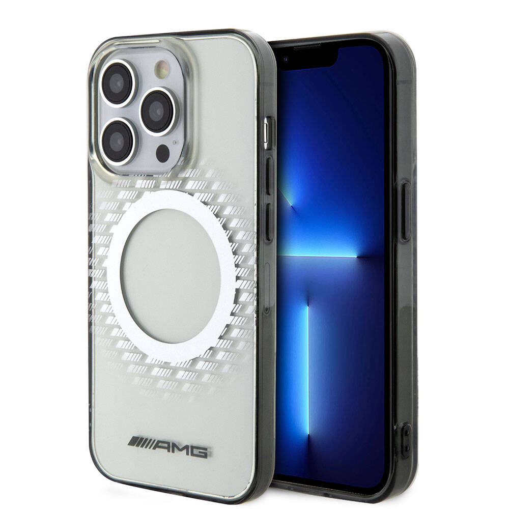 Apple iPhone 15 Pro Kılıf AMG Orjinal Lisanslı M-safe Şarj Özellikli Transparan Dörtgen Desenli Kapak - Görsel 2