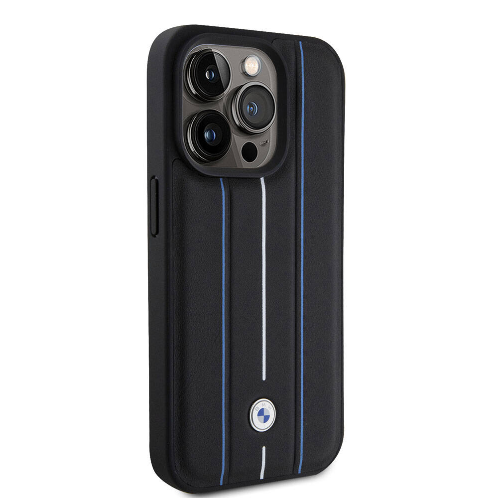 Apple iPhone 15 Pro Kılıf BMW Deri Görünümlü Blue Lines Orjinal Lisanslı Kapak - Görsel 2