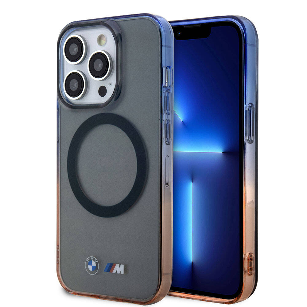 Apple iPhone 15 Pro Kılıf BMW M-safe Şarj Özellikli Transparan Renkli Çerçeveli Orjinal Lisanslı Kapak