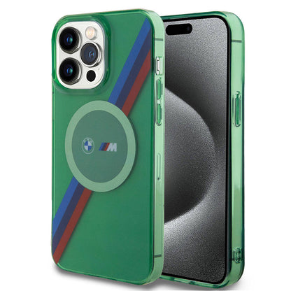 Apple iPhone 15 Pro Kılıf BMW M-safe Şarj Özellikli Transparan Tricolor Stripes Orjinal Lisanslı Kapak - Görsel 4