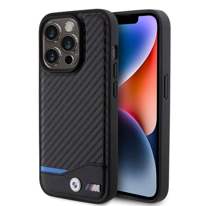 Apple iPhone 15 Pro Kılıf BMW Orjinal Lisanslı M-safe Şarj Özellikli M Logolu PU Karbon Kapak - Görsel 2