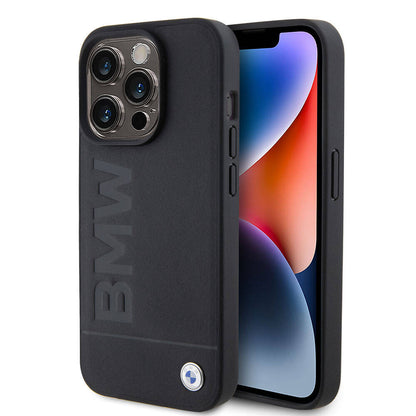 Apple iPhone 15 Pro Kılıf BMW Orjinal Lisanslı M-safe Şarj Özellikli Sıcak Damga Logolu Deri Kapak - Görsel 2