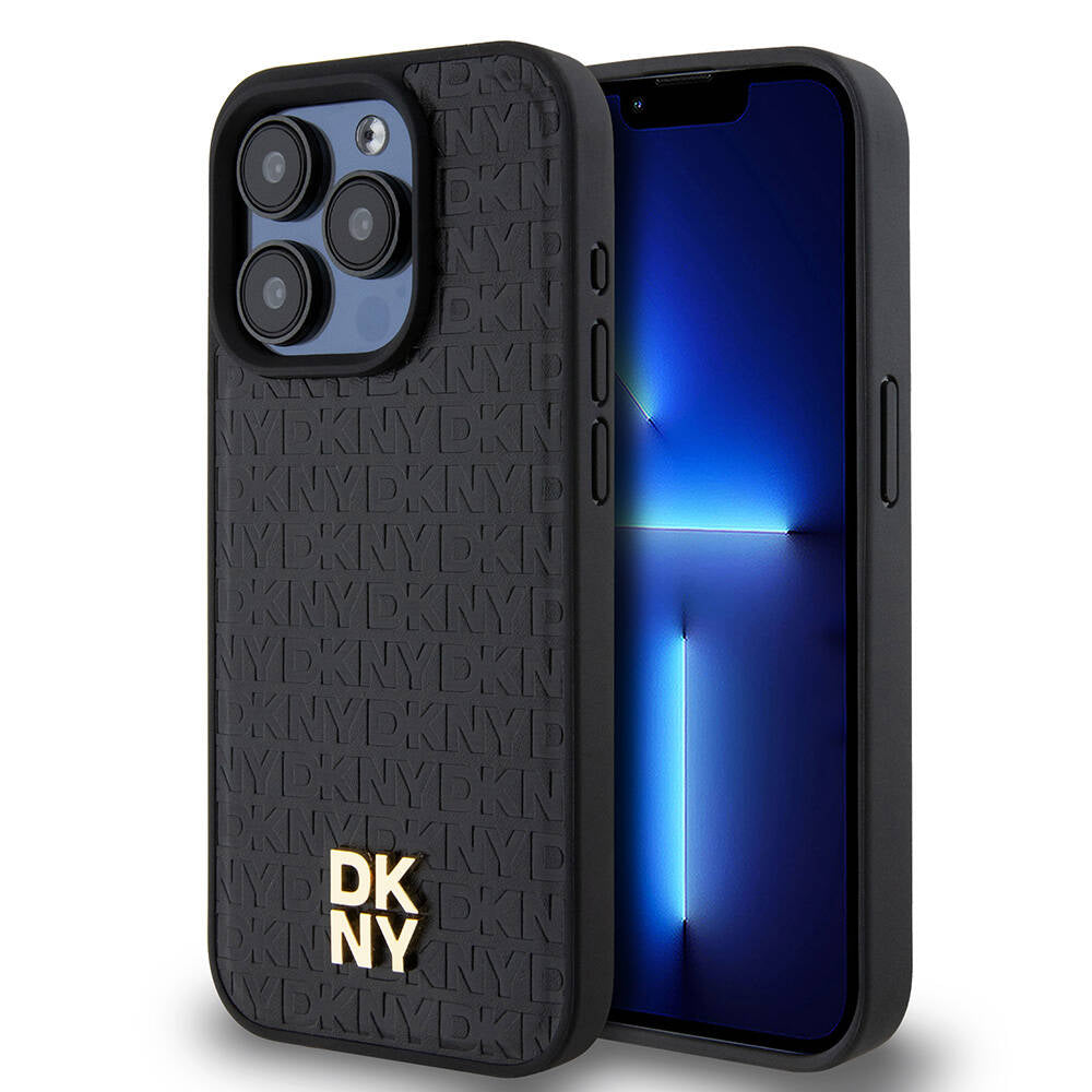 Apple iPhone 15 Pro Kılıf DKNY Orjinal Lisanslı M-safe Şarj Özellikli 3D Yazılı Repeat Pattern Kapak - Görsel 2