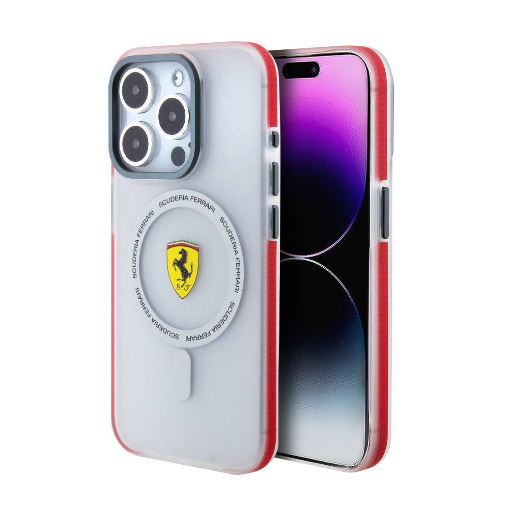 Apple iPhone 15 Pro Kılıf Ferrari Orjinal Lisanslı M-safe Şarj Özellikli Kontrast Bumper SF Ring Kapak - Görsel 3