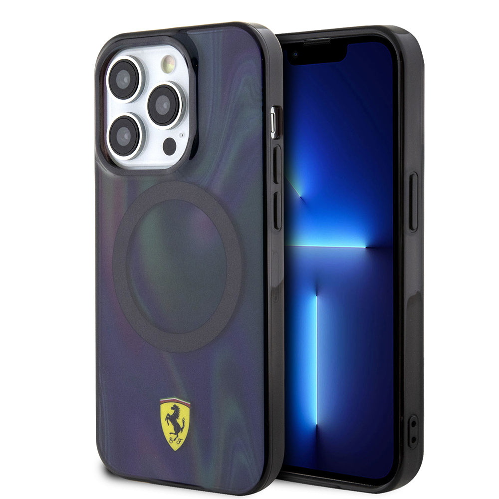 Apple iPhone 15 Pro Kılıf Ferrari Orjinal Lisanslı M-safe Şarj Özellikli Transparan Renk Geçişli Iridescent Kapak - Görsel 2