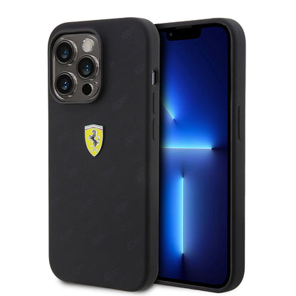 Apple iPhone 15 Pro Kılıf Ferrari Orjinal Lisanslı Metal Logolu SF Yazılı Kapak