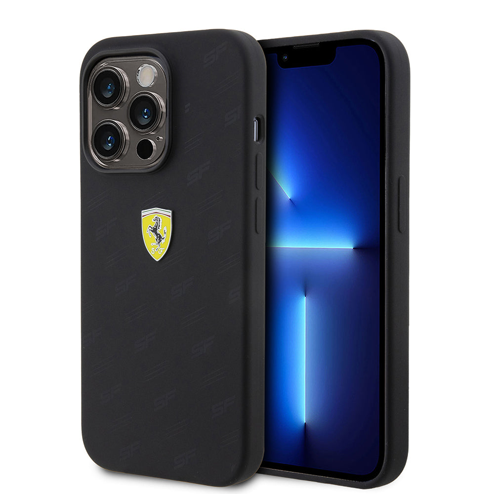 Apple iPhone 15 Pro Kılıf Ferrari Orjinal Lisanslı Metal Logolu SF Yazılı Kapak - Görsel 2